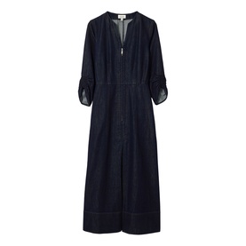 Chambray Zip Flared Dress