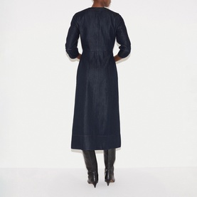 Chambray Zip Flared Dress