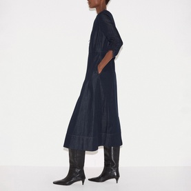 Chambray Zip Flared Dress