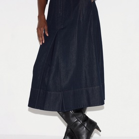 Chambray Zip Flared Dress