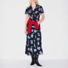 Fallen Peony Bias Flared Dress