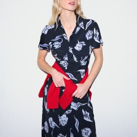 Fallen Peony Bias Flared Dress