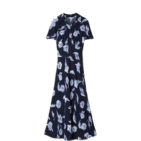 Fallen Peony Bias Flared Dress
