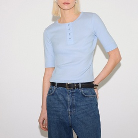Ribbed Henley Top