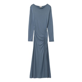 Microcrepe Cowl Ruched Flared Dress