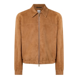 Paul Smith brown suede casual jacket with zip fastening, point collar, and elasticated cuffs and hem