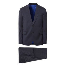 Paul Smith Soho Pinstripe Single-Breasted Two-Piece Suit in navy wool, notched lapels, flap pockets, with matching trousers