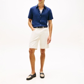 Embroidered Flag Logo Linen Shirt