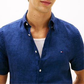 Embroidered Flag Logo Linen Shirt