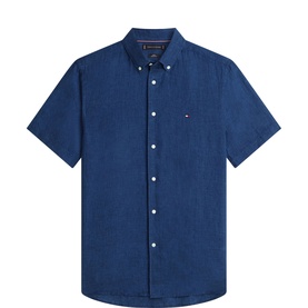 Embroidered Flag Logo Linen Shirt