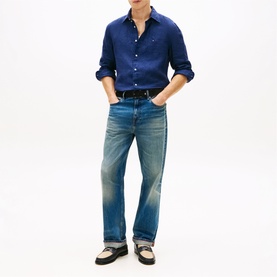 Embroidered Flag Logo Linen Shirt