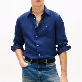 Embroidered Flag Logo Linen Shirt