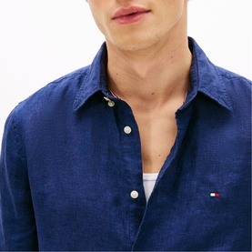Embroidered Flag Logo Linen Shirt