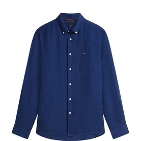 Embroidered Flag Logo Linen Shirt