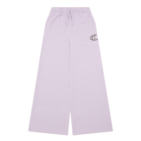 Calvin Klein kids' blue wide-leg sweat bottoms with elasticated drawstring waist and logo print, 80% cotton mix