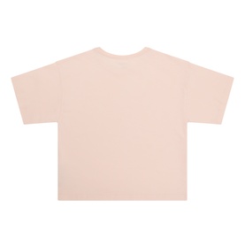 Calvin Klein pink children's cotton T-shirt, plain back view with short sleeves and crew neck.