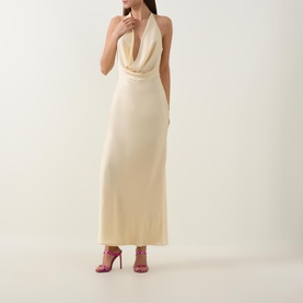Draped Plunge Slip Dress