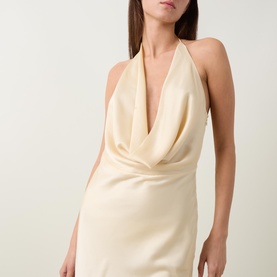 Draped Plunge Slip Dress