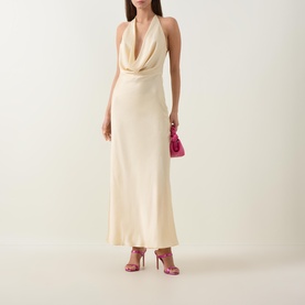 Draped Plunge Slip Dress
