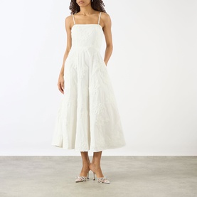Flower Strapless Flared Dress