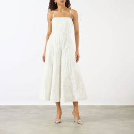 Flower Strapless Flared Dress