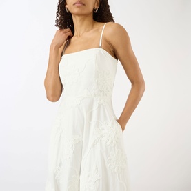 Flower Strapless Flared Dress