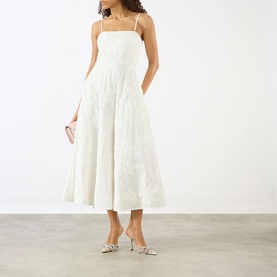 Flower Strapless Flared Dress