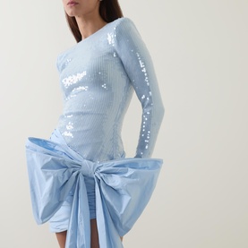 Sequin Bow Mini Dress