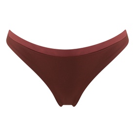 Tala Deep Rust bikini bottoms in smooth fabric with wide waistband, thong-style cut