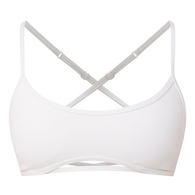 Tala DayFlex Strappy Back Sports Bra in ivory with cross-back adjustable straps and keyhole front detail, removable padding