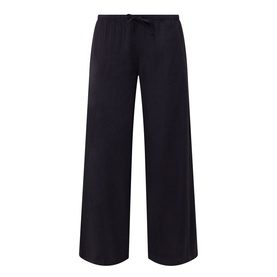 Tala Resort Drawstring Flared Trousers in Shadow Black, linen-viscose blend with drawstring waistband and wide-leg silhouette