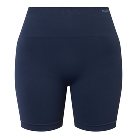 Adanola Navy Blue seamless cycling shorts with wide waistband, back view showing smooth nylon-elastane fabric finish.