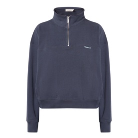Ribbed Logo Half-Zip Sweatshirt