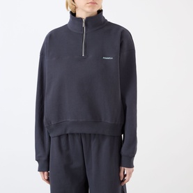 Ribbed Logo Half-Zip Sweatshirt