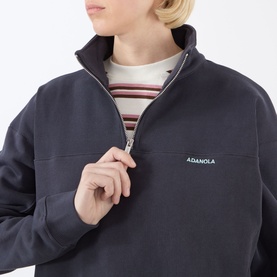 Ribbed Logo Half-Zip Sweatshirt