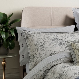 Elena Standard Pillowcase Pair Grey/Green