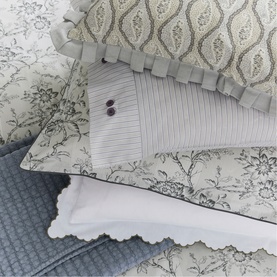 Elena Standard Pillowcase Pair Grey/Green