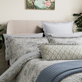 Elena Standard Pillowcase Pair Grey/Green