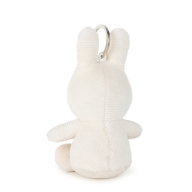 Bon Ton Miffy bunny keyring in cream corduroy with silver clip, rear view showing textured fabric detail