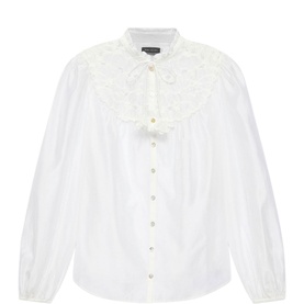 Floral Bib Textured Blouse