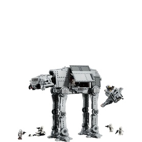 LEGO Star Wars AT-AT Walker building set in grey, with four minifigures including stormtroopers, and a small snowspeeder