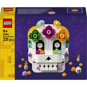 LEGO Altar of the Dead D&iacute;a De Los Muertos Skull D&eacute;cor, multi-coloured 231-piece building set featuring decorative skull with floral details