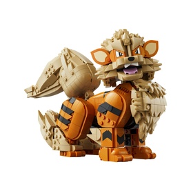 Lego Pok&eacute;mon Arcanine buildable figure in tan and orange, large poseable brick-built character with striped detailing