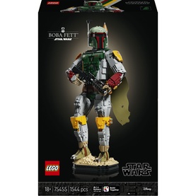 LEGO Star Wars Boba Fett 75255 buildable figure set, 1544 pieces, multi-coloured character display model on grey base