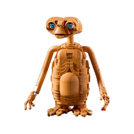Lego Ideas E.T. the Extra-Terrestrial buildable figure with blue eyes and articulated limbs, in tan brick tones