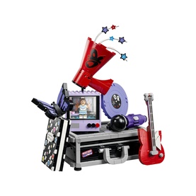Lego Editions Music toy set with stage, red megaphone, guitar, record disc, TV screen, and star decorations in multicolour