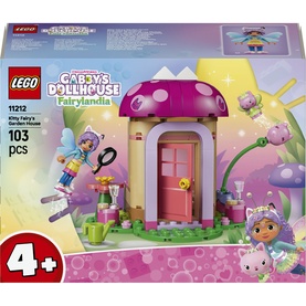 LEGO Gabby's Dollhouse Kitty Fairy's Garden House, 103-piece set with mushroom house, fairy figures, and pink garden accessories