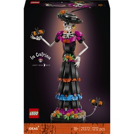 LEGO Ideas La Catrina 21372 buildable skeleton figure in black dress with multicoloured floral details, 1212 pieces
