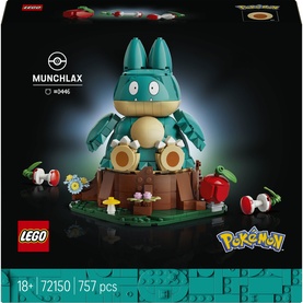 Lego Pok&eacute;mon Munchlax #0446 building set, 757 pieces, with berry and flower accessories on green base