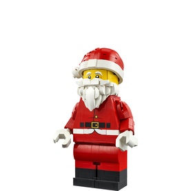 Lego Up-Scaled Santa Minifigure Christmas Building Set, red suit with white beard, black belt and boots, yellow face, 761 pieces